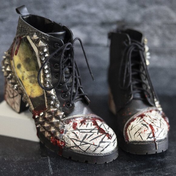 Michael Myers Zombie Peepshow Horror Boots - Size 8 - Bloody Horror Booties - Picture 1 of 13
